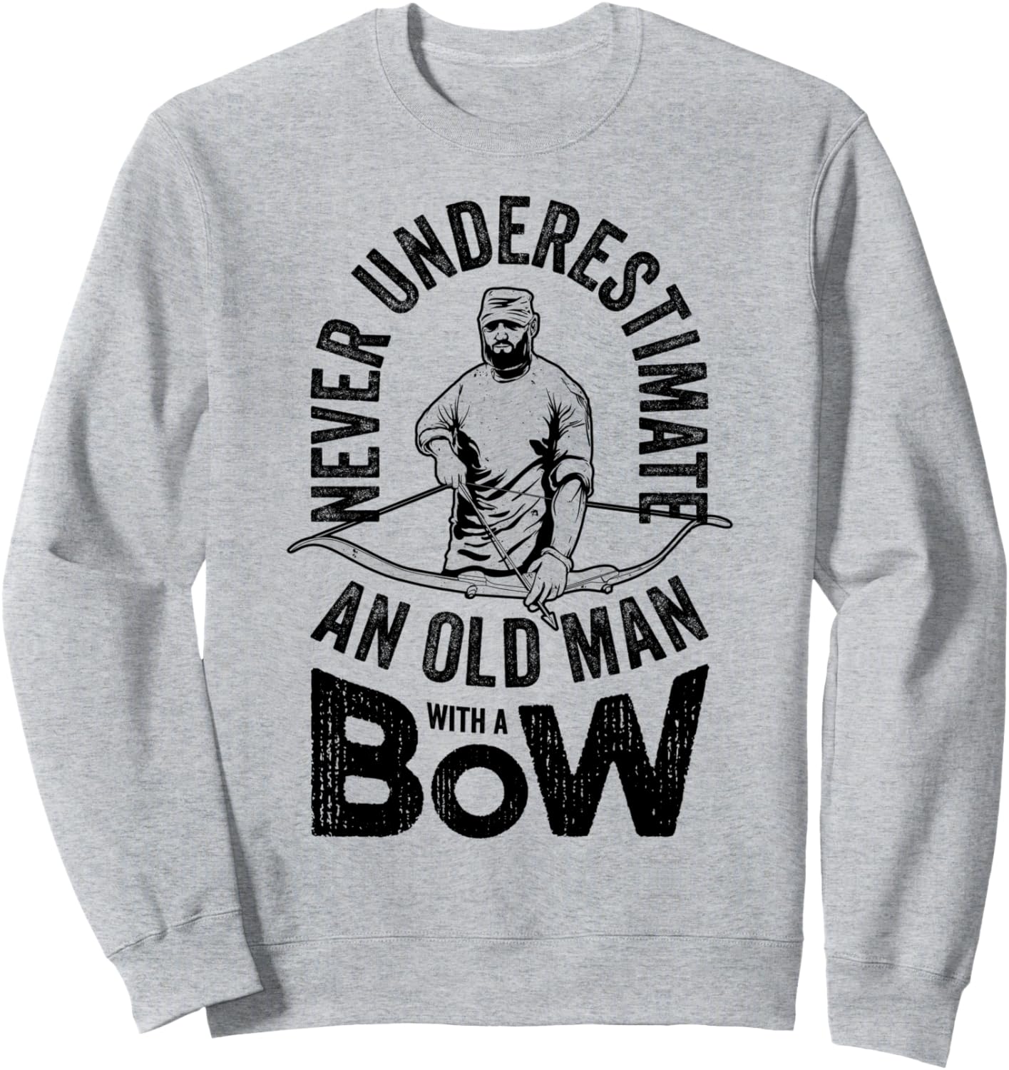 

Никогда не недооценивайте старика с луком. Толстовка для лучников Fletchin' Awesome Archery Clothing, серый