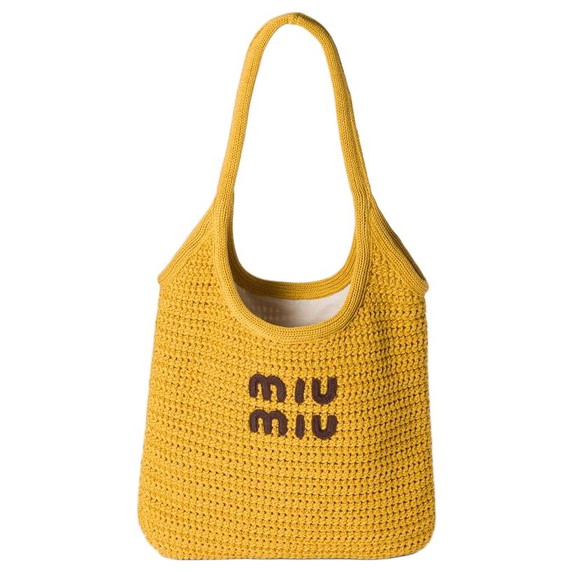 

Сумка Ivy Cotton Tote, шоппер, через плечо, женская, цвета охры MIU MIU, basic set (bag+dust bag)