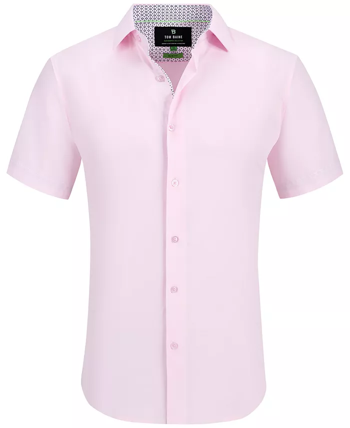 

Мужская облегающая рубашка с коротким рукавом Performance Button Down Tom Baine, розовый