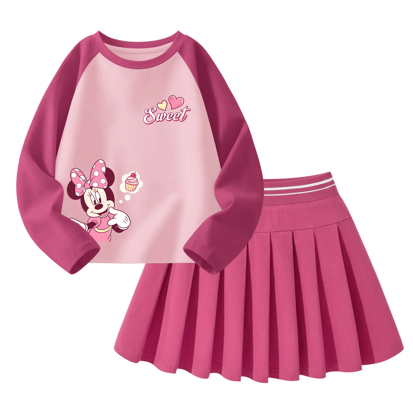 Детский комплект юбка Disney, Di Gao Sweetie K Fuchsia+Solid Color Rose Red
