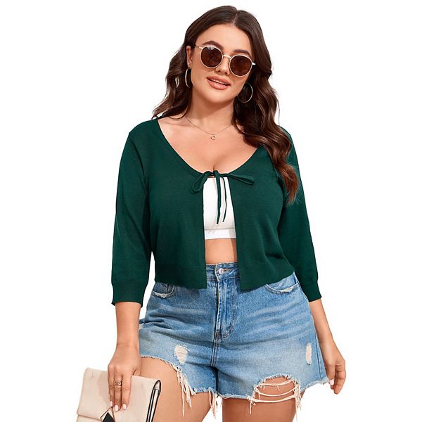 

Женский болеро-кардиган с завязкой спереди, риб Seoria, Dark Green