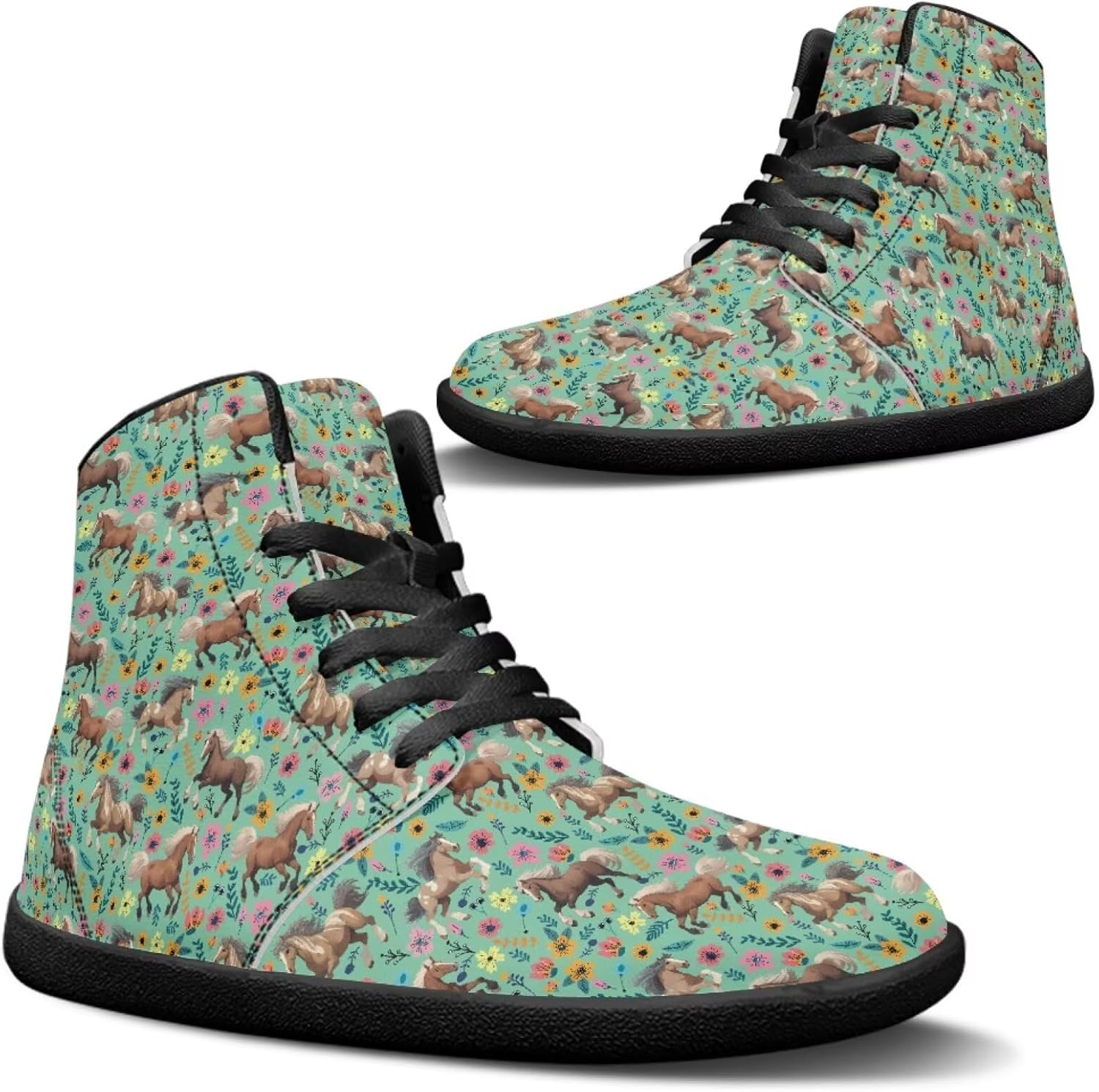 

Мужские модные кроссовки Jeiento, минималистичные обувь с нулевым перепадом подошвы, прогулочные обувь с широкой передней частью, ботинки, обувь с изображением кошек и животных, Horse and Flowers