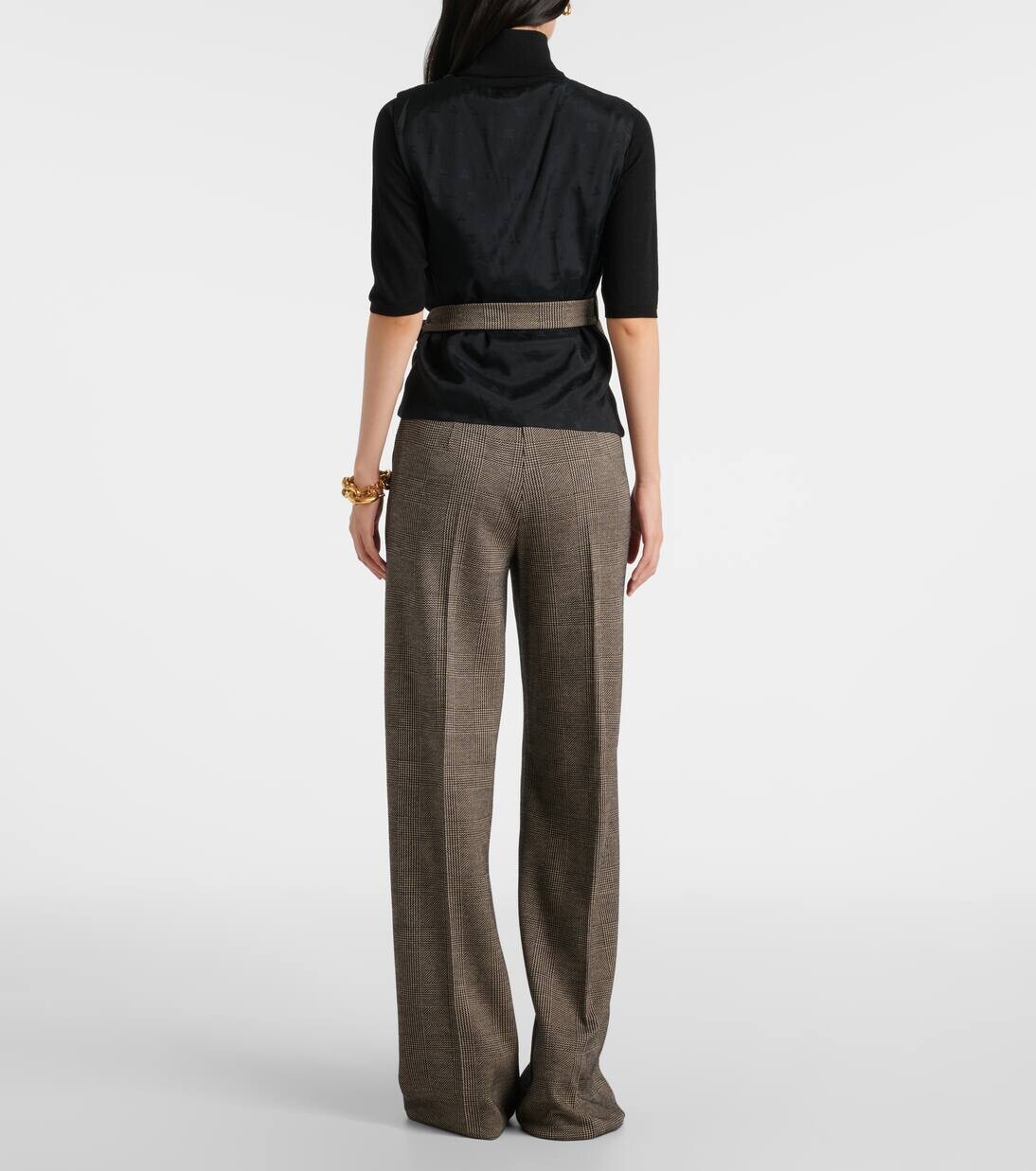 Топ-халат с узором «гусиная лапка» из смеси шерсти Adige Max Mara, цвет nero pomice — фото 3