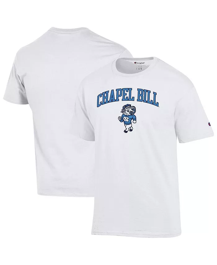 

Мужская белая футболка с маскотом North Carolina Tar Heels Chapel Bill Champion
