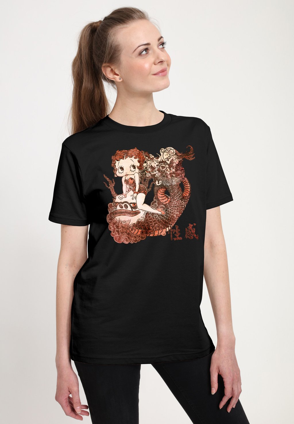 

Футболка с принтом BETTY BOOP DRAGON TATTOO Henry Tiger, черный