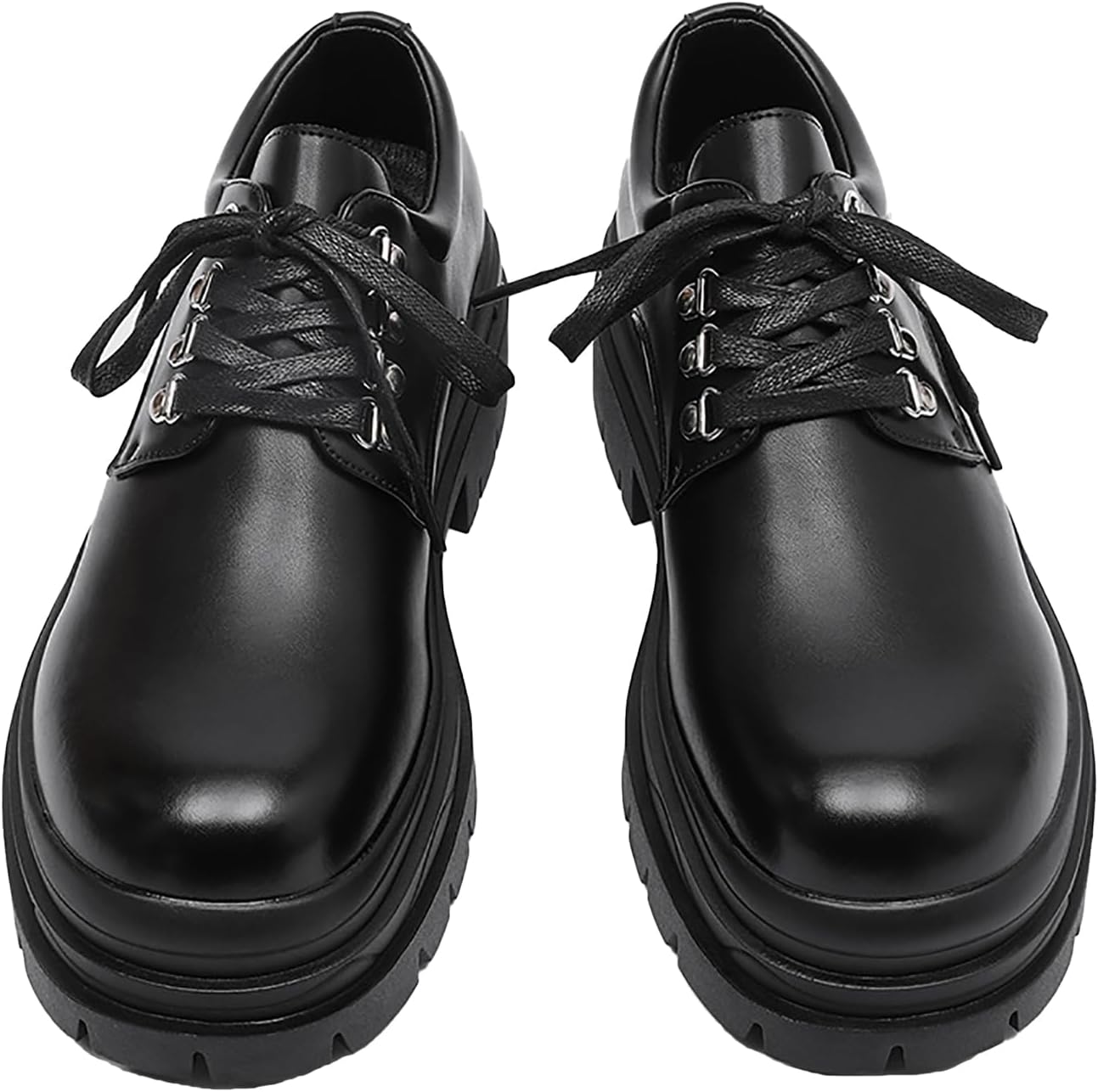 

Мужские лоферы с шнуровкой, платформой и массивным каблуком, удобные, с круглым носком, противоскользящей подошвой, увеличивающие рост, панк-стиль, байкерские дерби-оксфорды, повседневные, для работы в офисе, деловые туфли Enoegmsd, черный