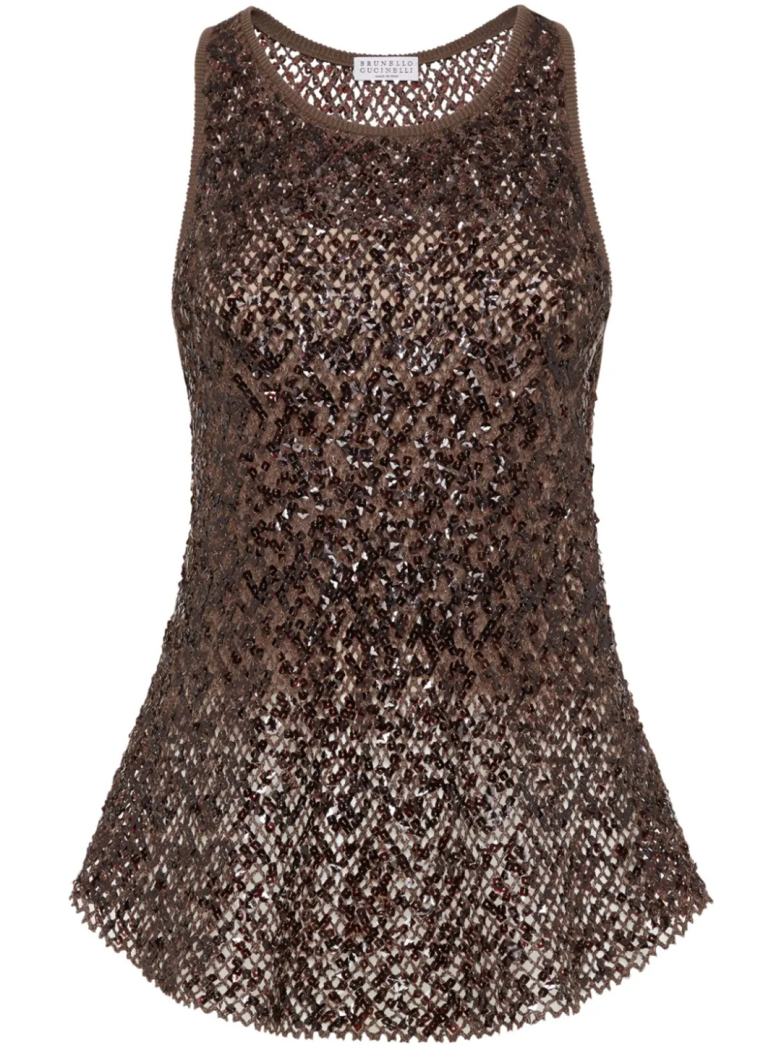 

Brunello Cucinelli сетчатый топ с пайетками, коричневый