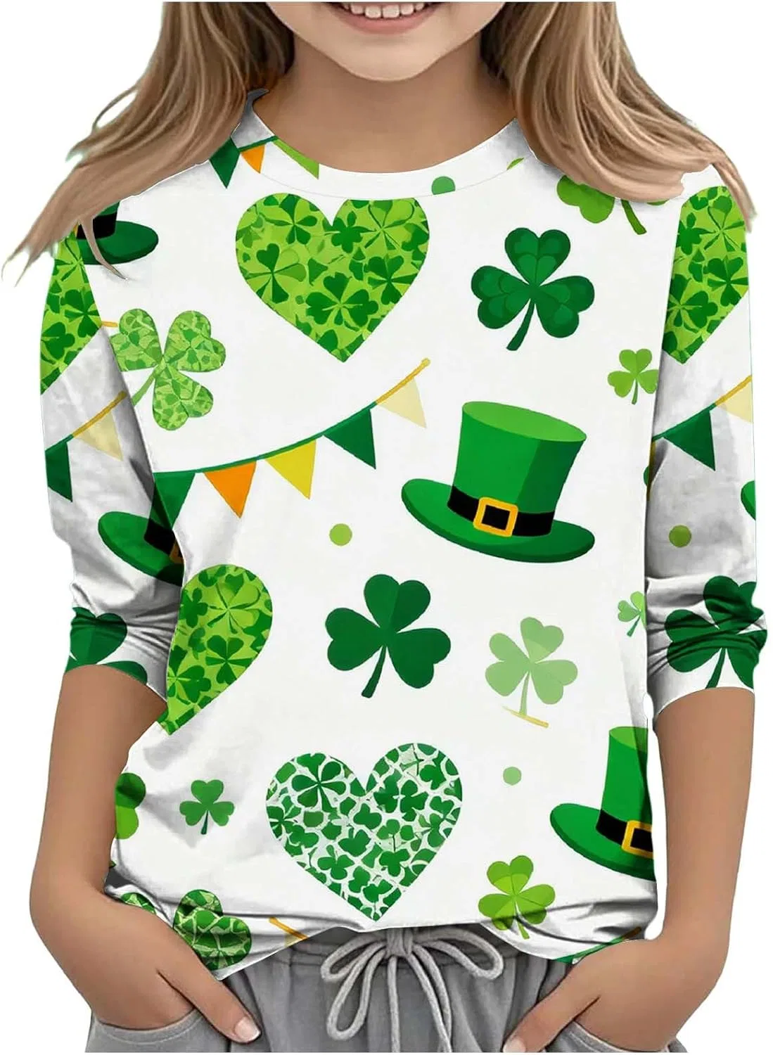 Футболка с принтом Shamrock, 3/4 рукав, Zzalalana, Green19