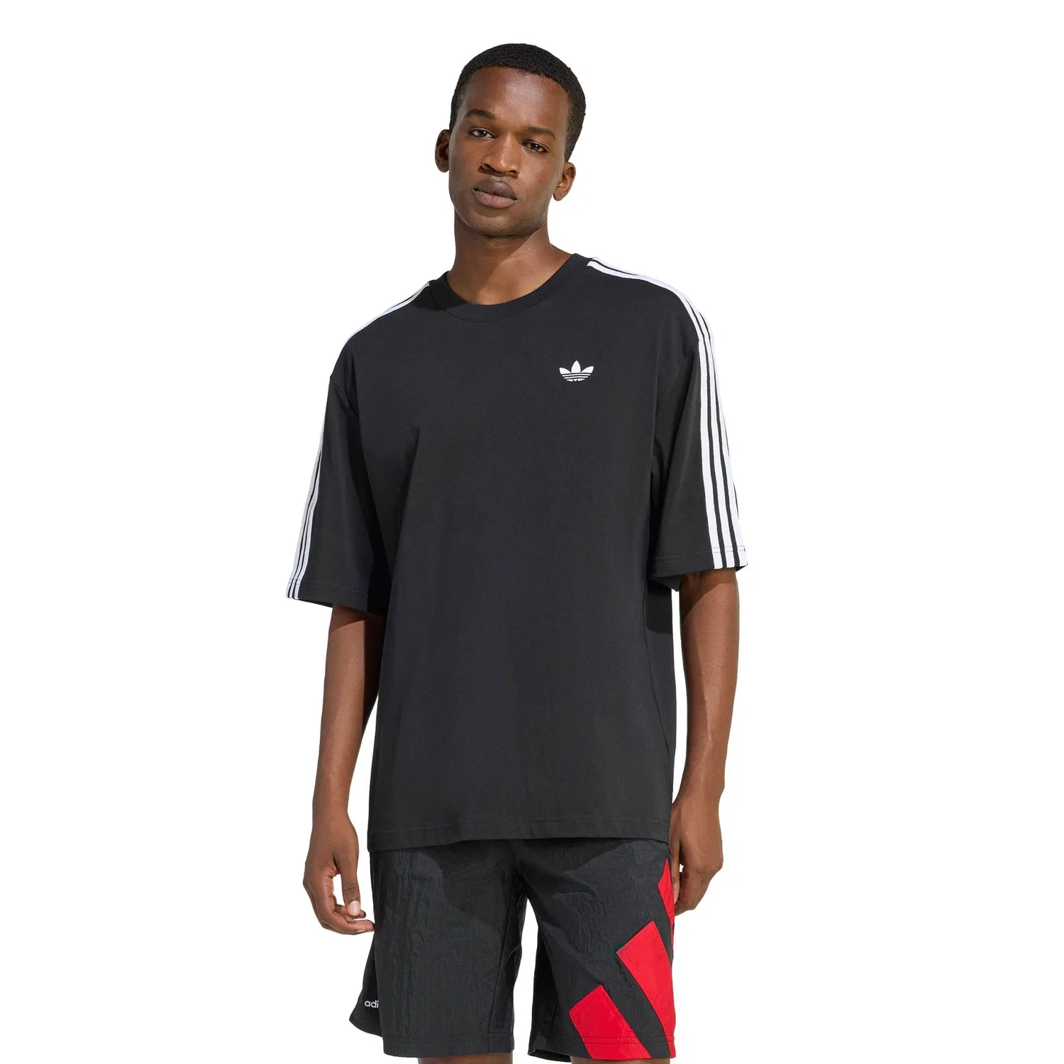 Футболка оверсайз с тремя полосками, Adicolor, Adidas, черный — фото 4