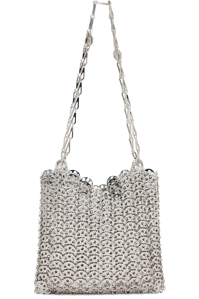 

Культовая сумка 1969 года Rabanne, серебро