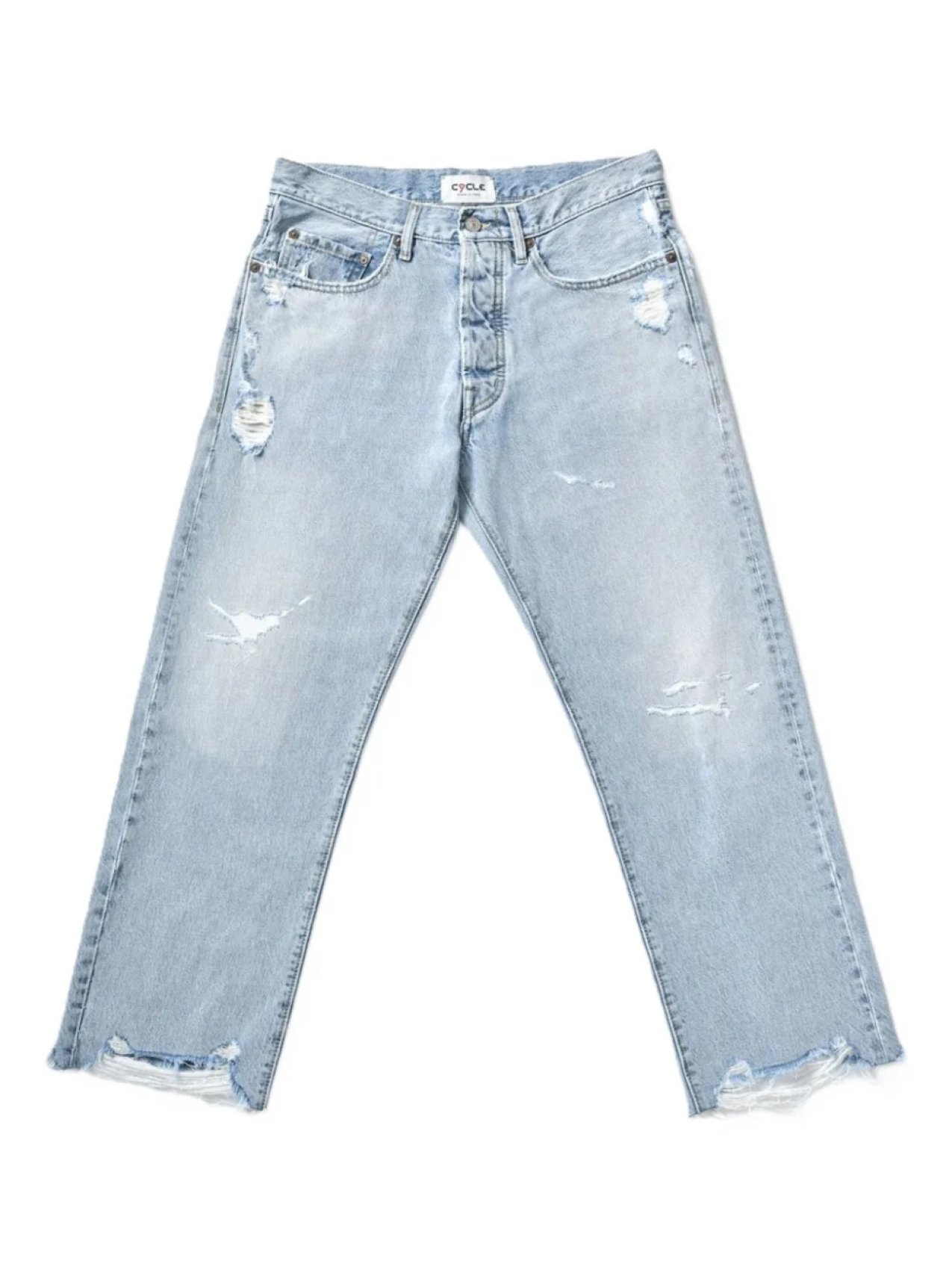 

Джинсы прямого кроя с потертостями Cycle, синий