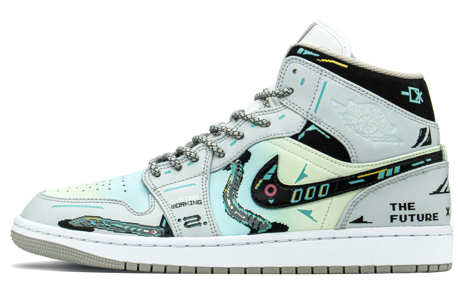 

Кроссовки Air JORDAN 1 Vintage Basketball Shoes Men Mid-Top Green/Gray White