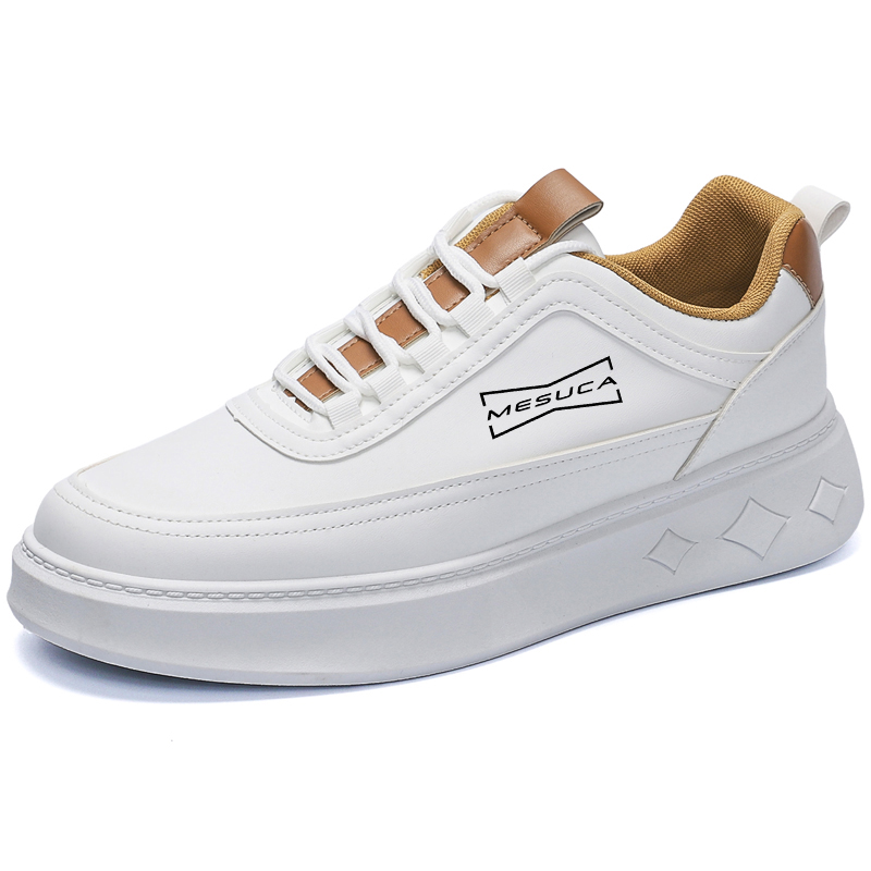 

MESUCA Низкие скейтерские кросcовки мужские бело-коричневые, цвет White Brown