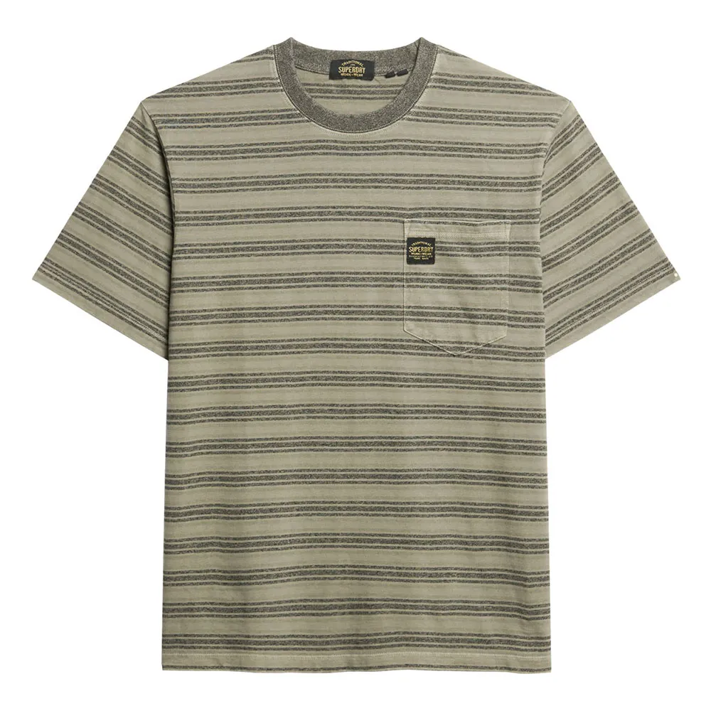 

Футболка с коротким рукавом Superdry Textured Stripe Pocket, зеленый