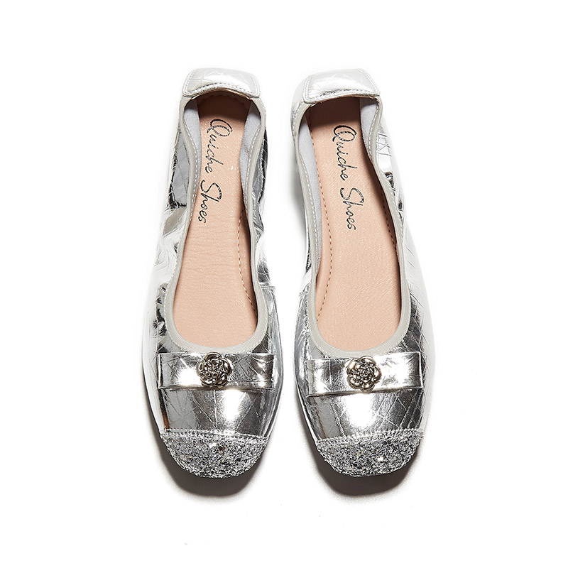 Повседневные туфли женские QUICHESHOES, серебристые — фото 2