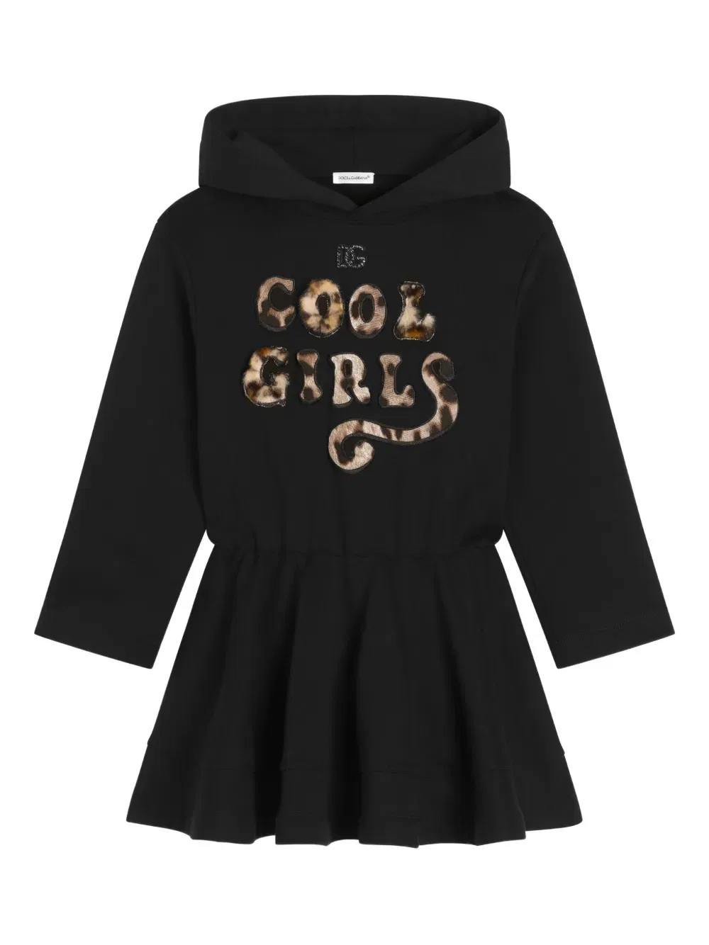 Платье с капюшоном и надписью Dolce & Gabbana Kids, черный