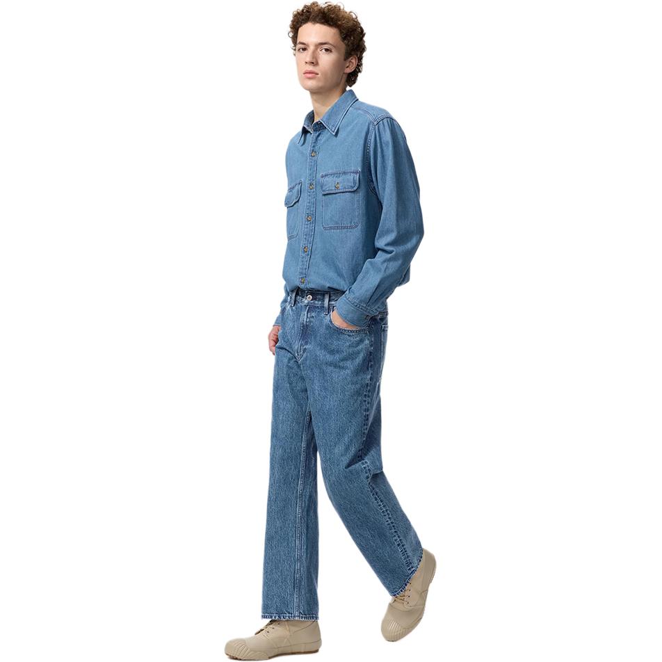Джинсы Unisex Moderate Straight Fit UNIQLO, sky синий — фото 2