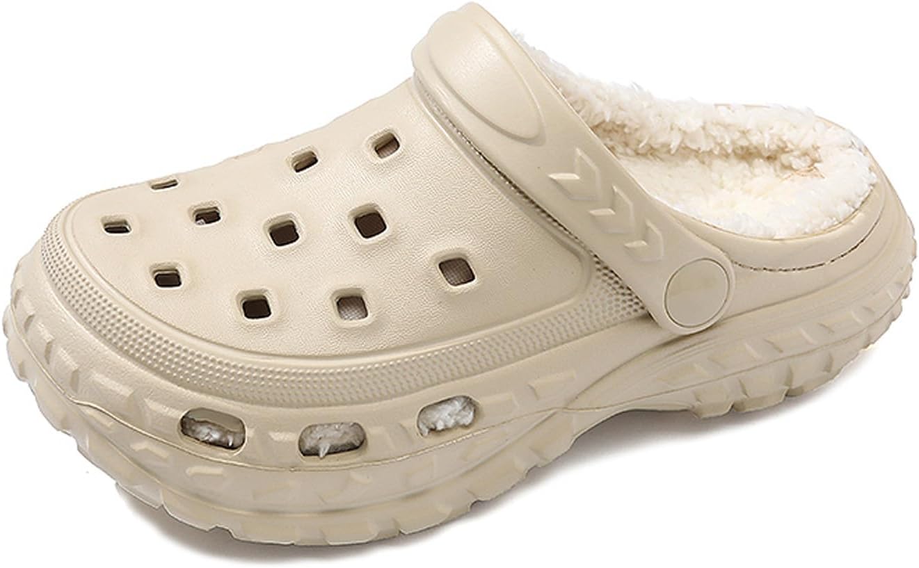 

Детские тапочки с меховой подкладкой для мальчиков и девочек, зимние садовые туфли, плюшевые, теплые, меховая подкладка, домашние тапочки для улицы и дома, флисовые сабо Fliozy, бежевый