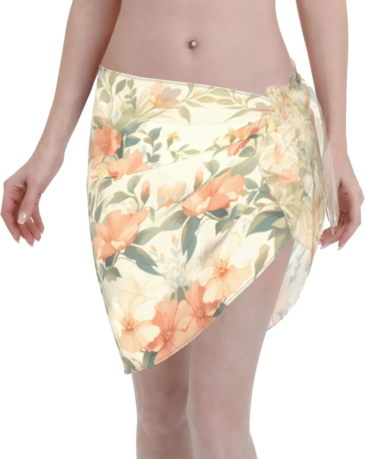 Женская пляжная накидка из шифона, короткая, летняя Generic, Flower 4