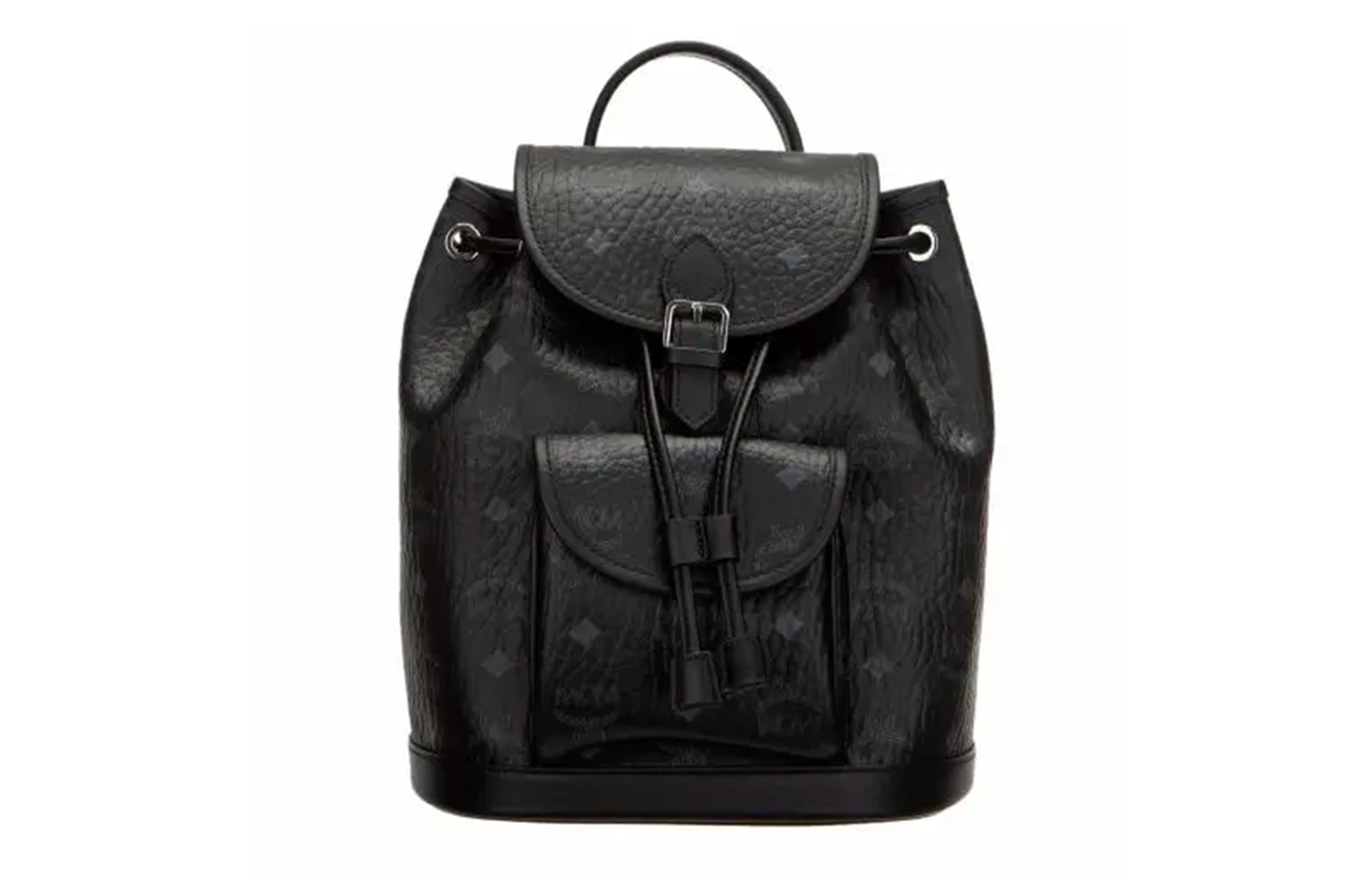 

MCM Мини рюкзак унисекс черный из ткани с кожаной спинкой