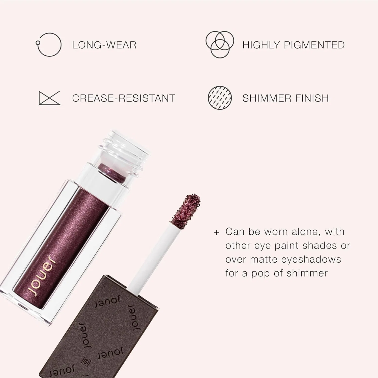 Тени для век жидкие металлик Jouer Paris Lights Eye Paint, оттенок Désir - Metallic Plum, 0.15 унции — фото 2