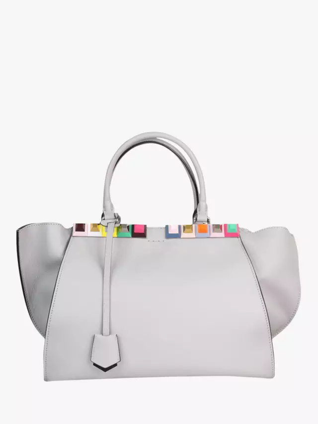 

Сумка тоут Pre-owned Pre-loved Fendi Leather Studded 3Jours, серый