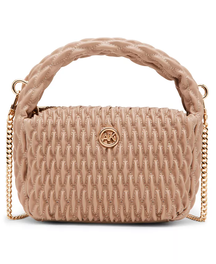

Круглая маленькая сумка-кроссбоди с защипами Anne Klein, коричневый