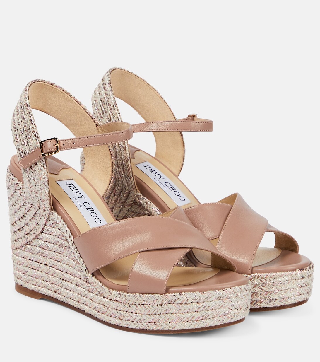 Кожаные босоножки на танкетке Dellena 100 Jimmy Choo, розовый