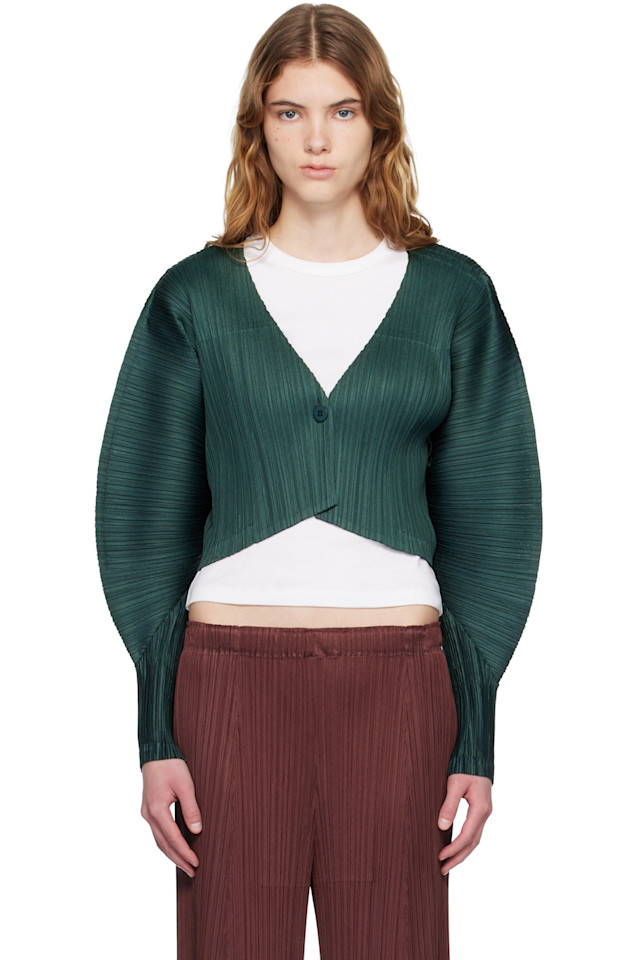 

Pleats Please Issey Miyake Зеленый кардиган декабрьских цветов