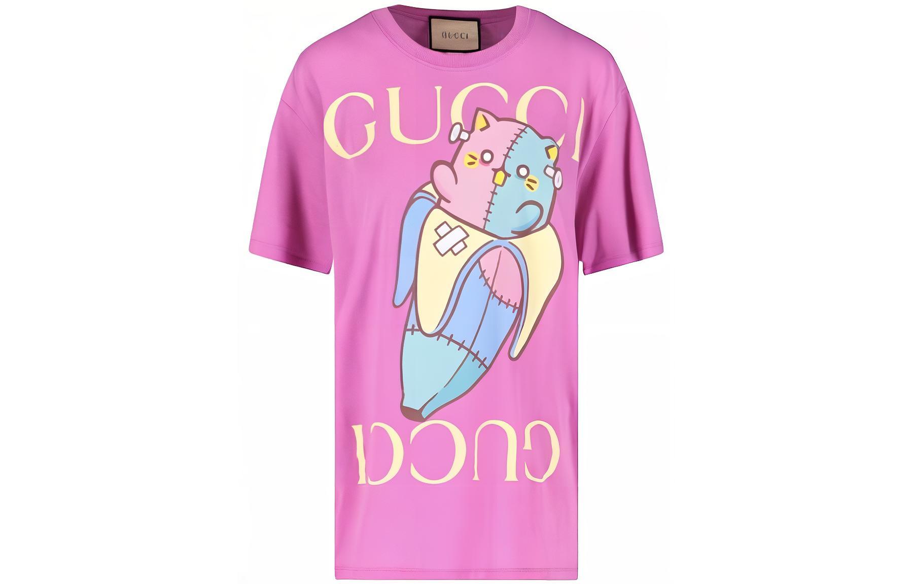 

GUCCI Футболка с заниженной линией плеч, женская, розовая
