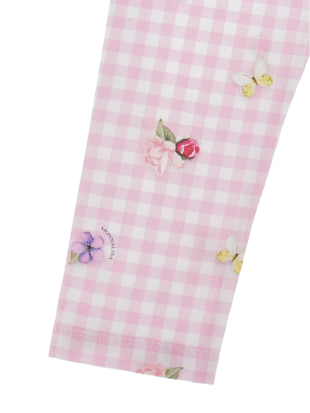 Комплект Gingham из топа и брюк с цветочным принтом Monnalisa, розовый — фото 3