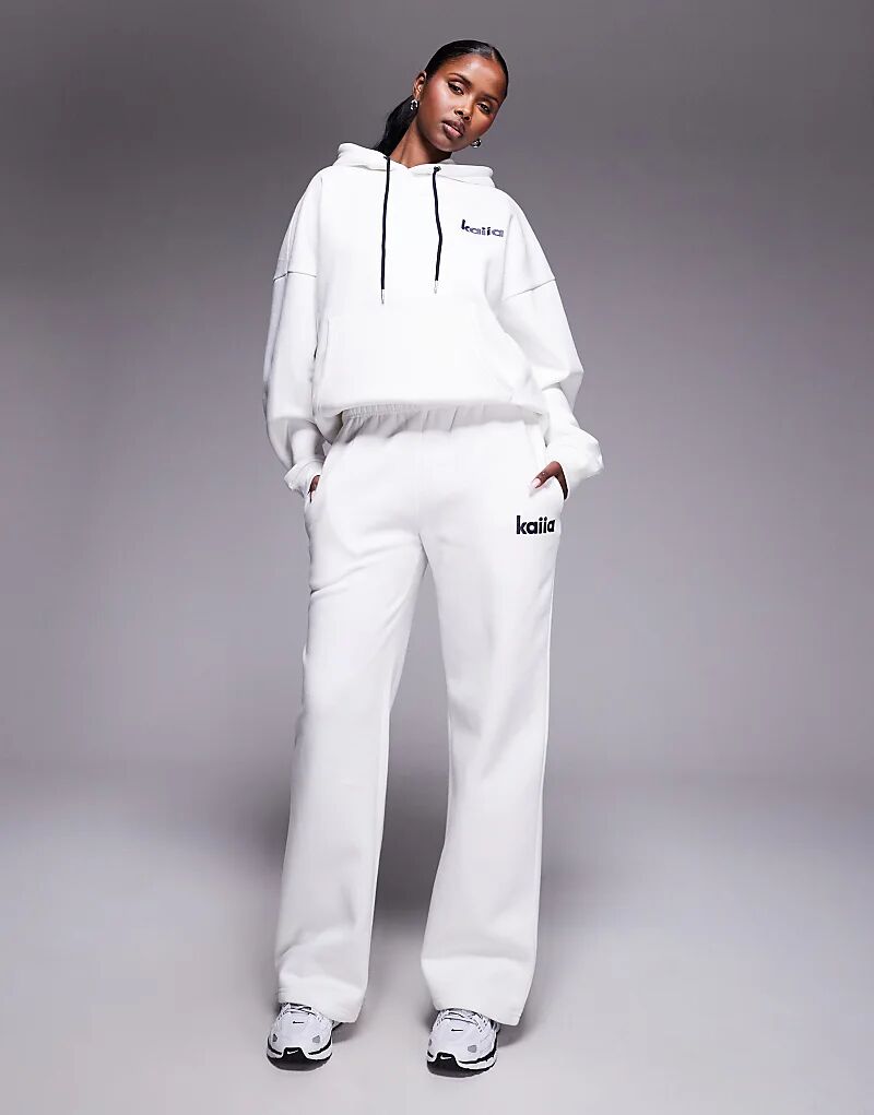 

Спортивные брюки Kaiia из высококачественного хлопка с вышитым логотипом теннисного клуба на карманах, белого и темно-синего цветов