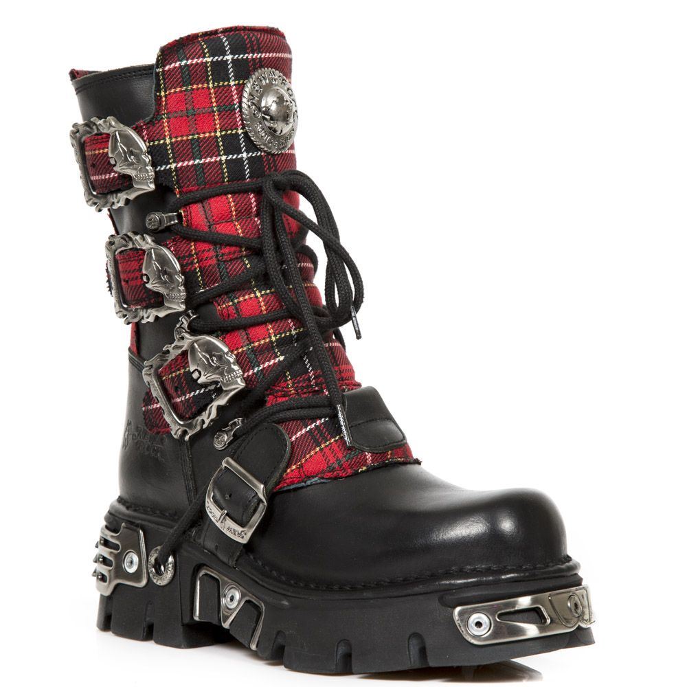 Готические сапоги New Rock Tartan Leather - 391T-S1, черный