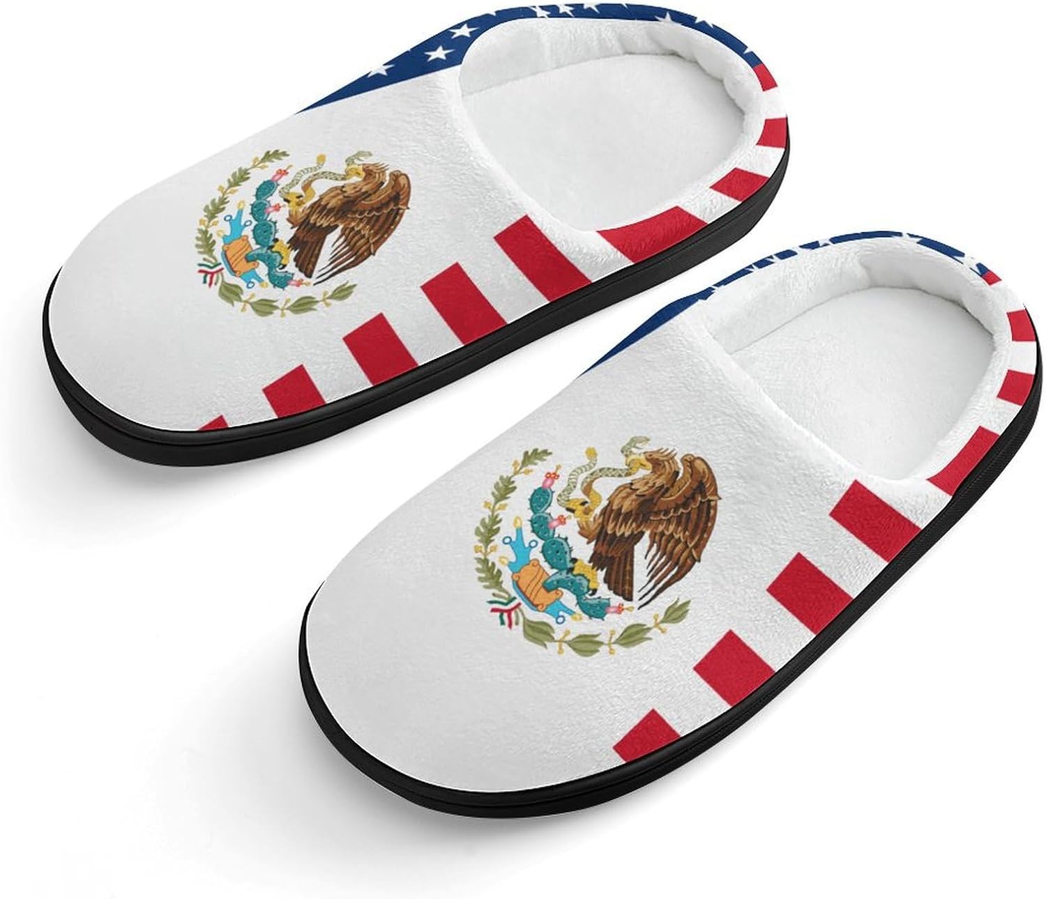 

Милые хлопковые тапочки с флагом дружбы США и Мексики, противоскользящие домашние туфли, печатные тапочки для дома и улицы Generic, черный