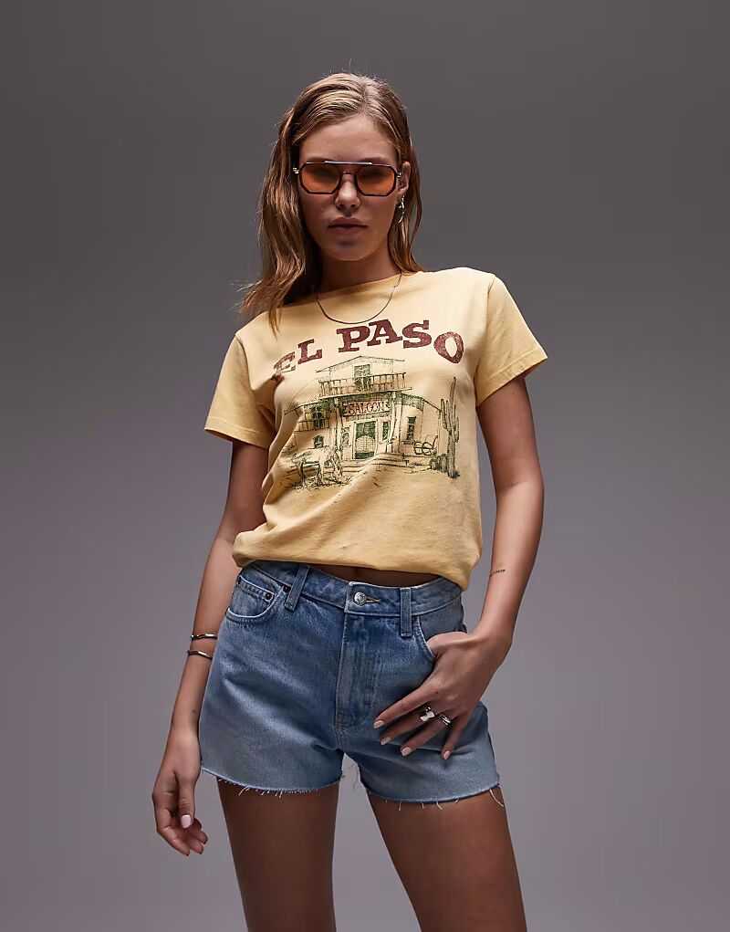 

Шорты А-силуэта от Topshop из денима в отбеленном цвете