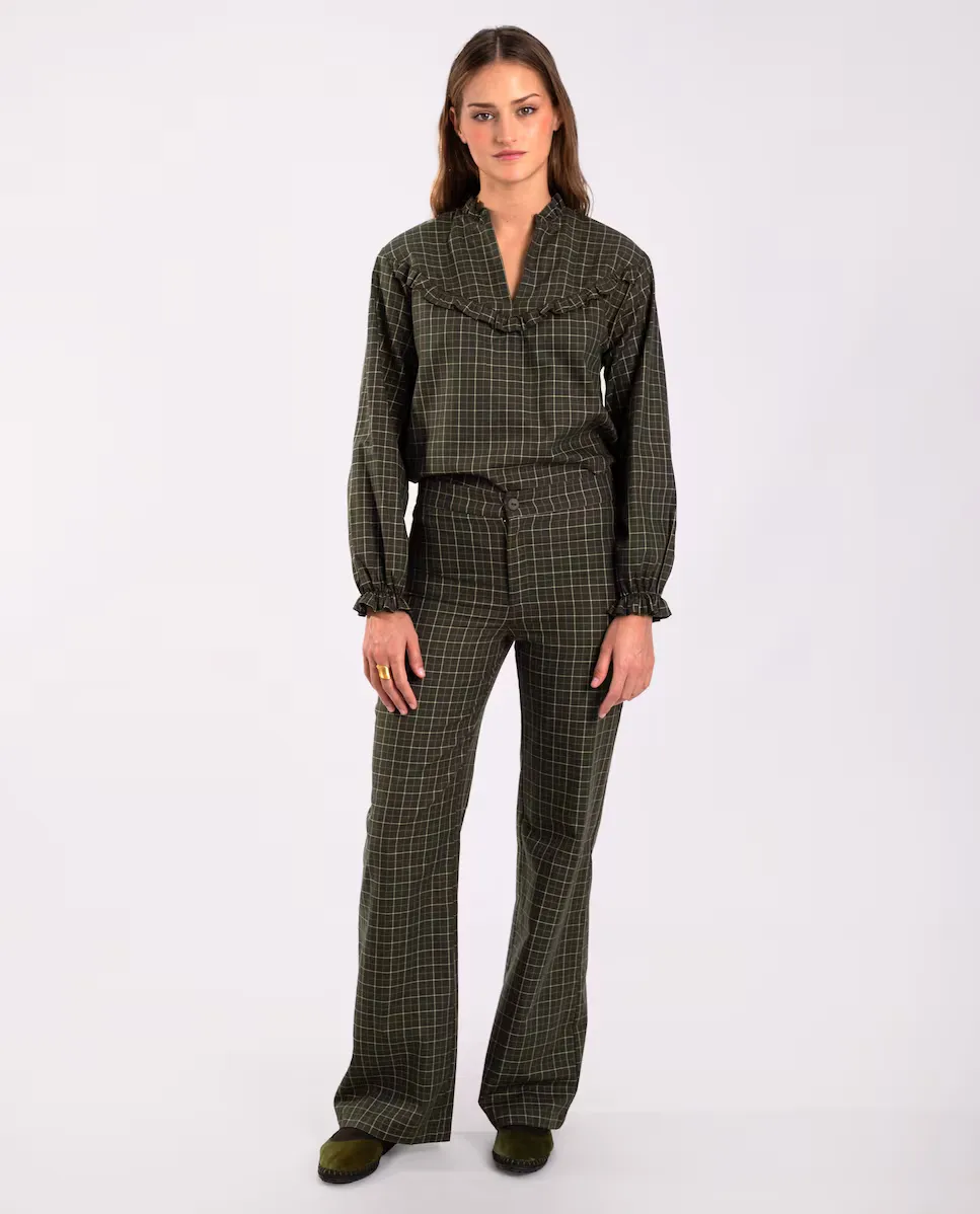 

Женские клетчатые брюки прямого кроя со средней посадкой The-Are, зеленый