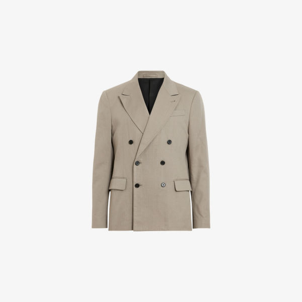 

Блейзер Allsaints Ньютон двубортный хлопковый, серый