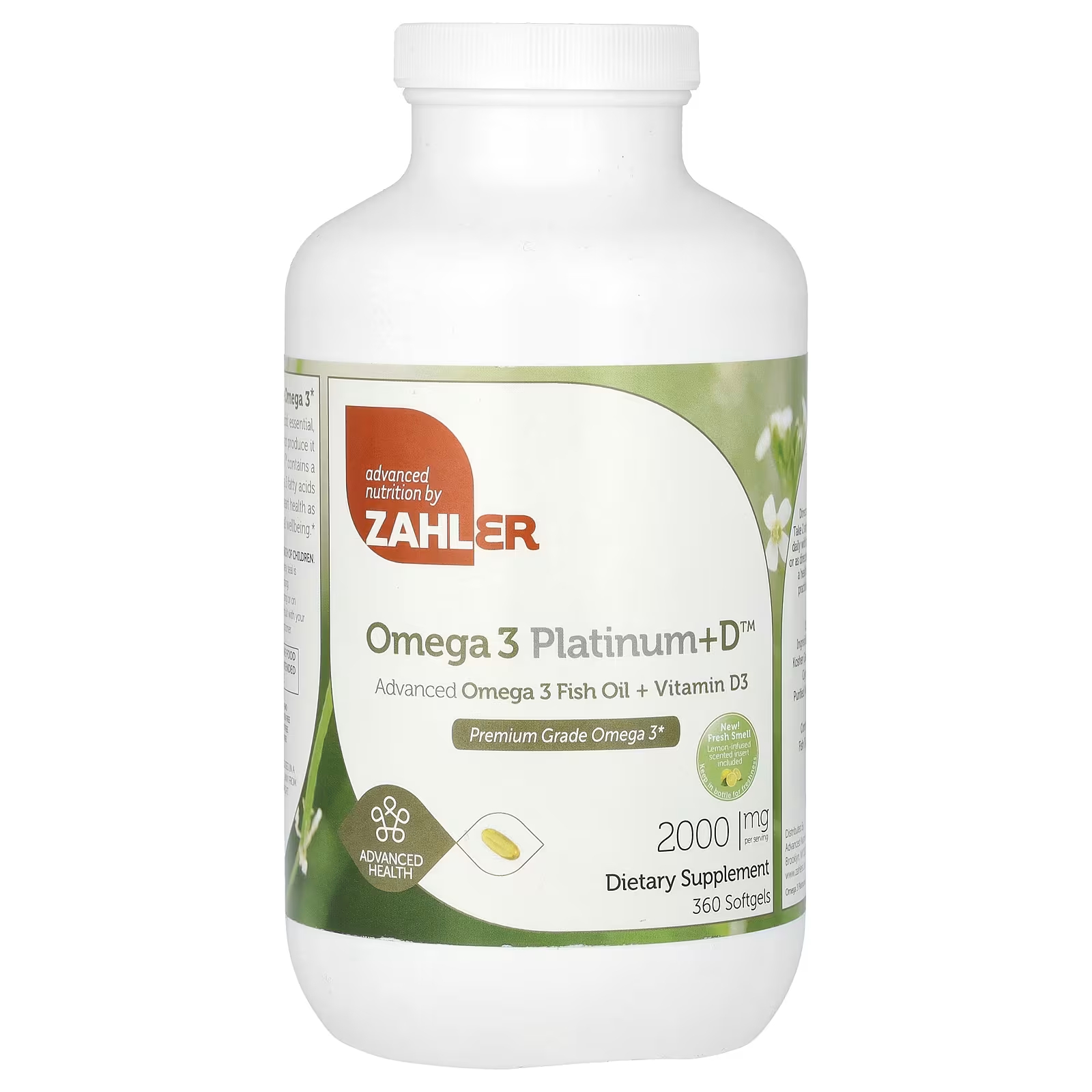 

Рыбий жир + витамин D3 Zahler Omega 3 Platinum+D Advanced Omega 3 2000 мг, 360 мягких таблеток