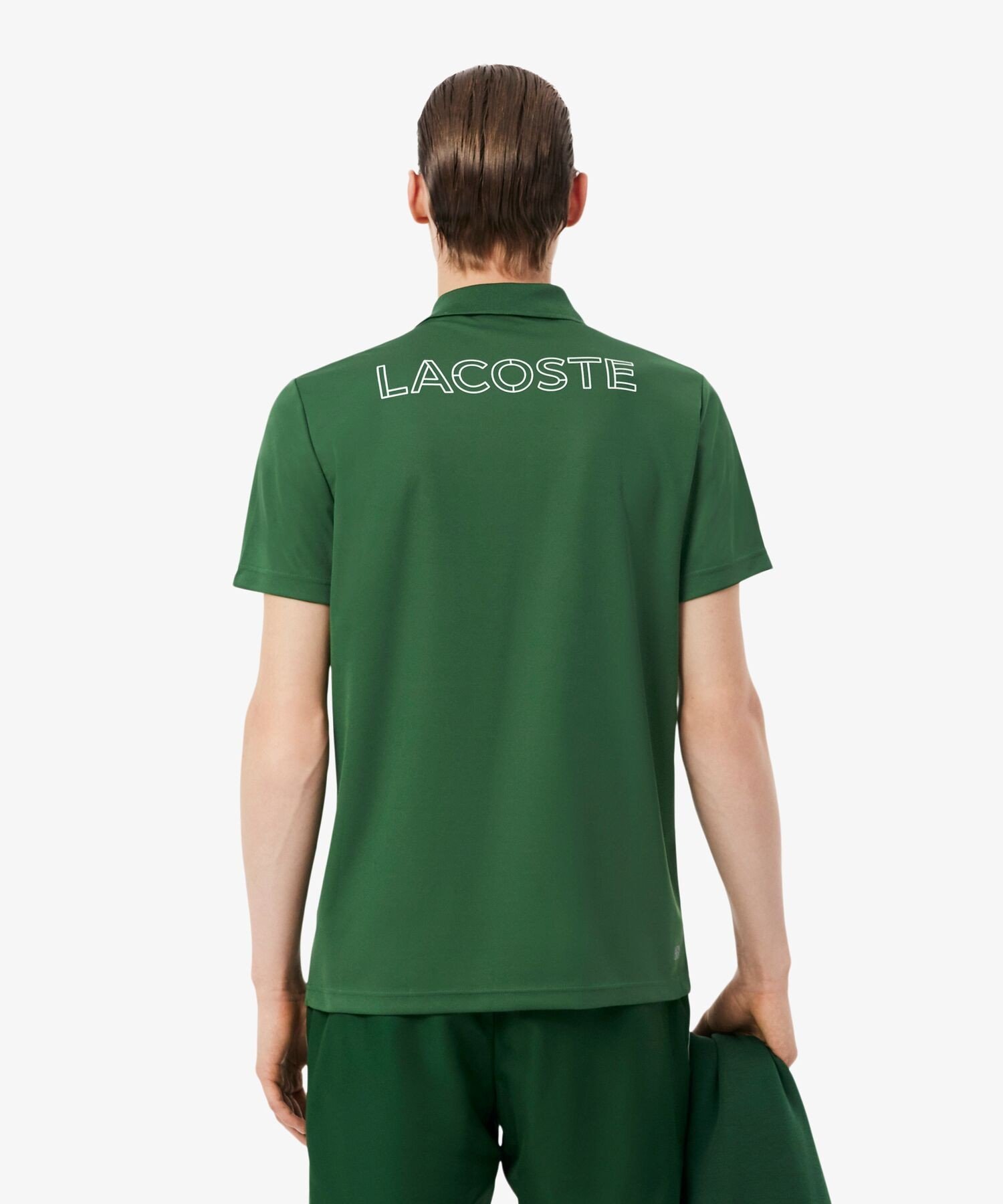 Поло-рубашка LACOSTE с принтом на спинке, зеленая — фото 4