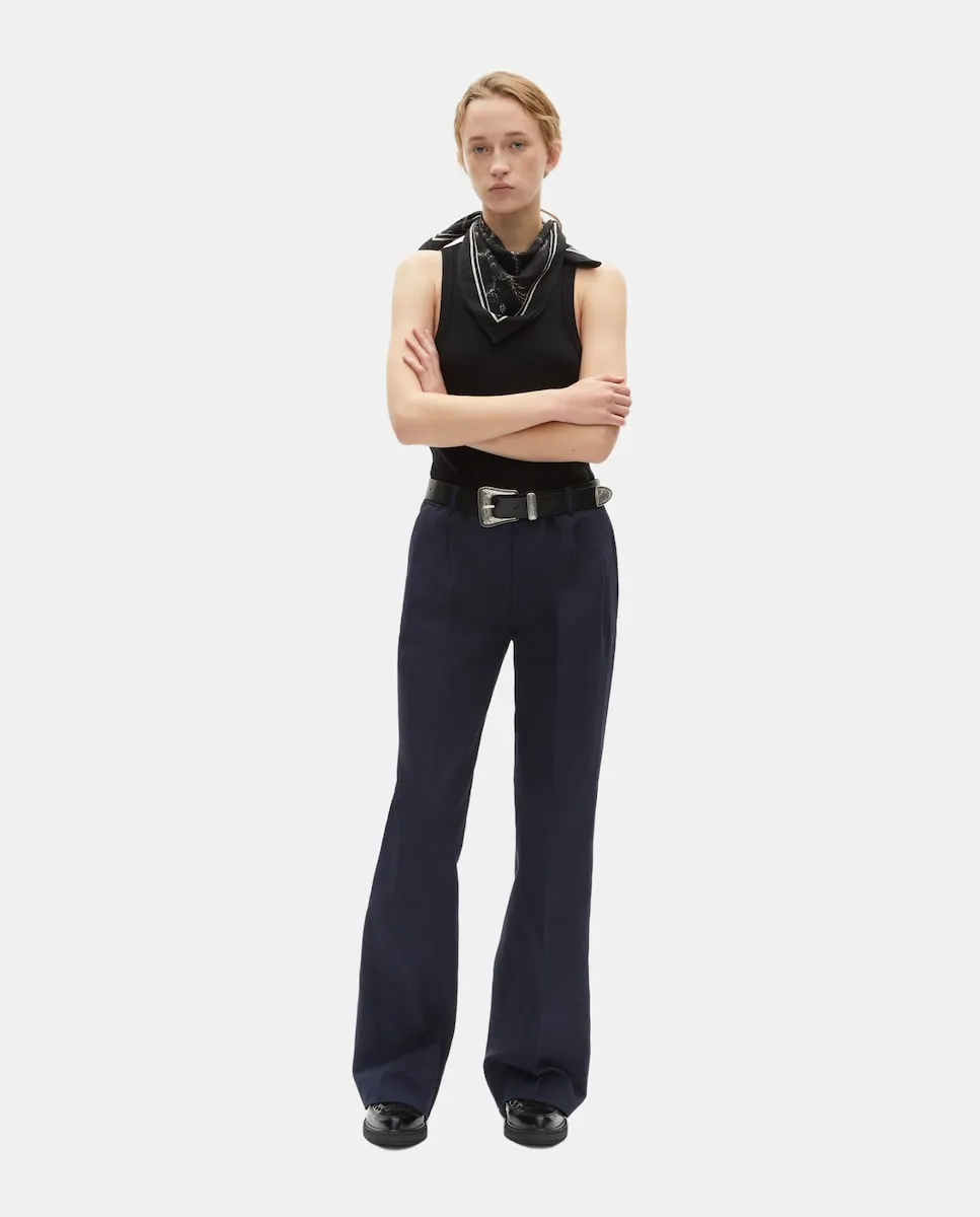 

Женские прямые брюки из хлопка и льна The Kooples, тёмно-синий