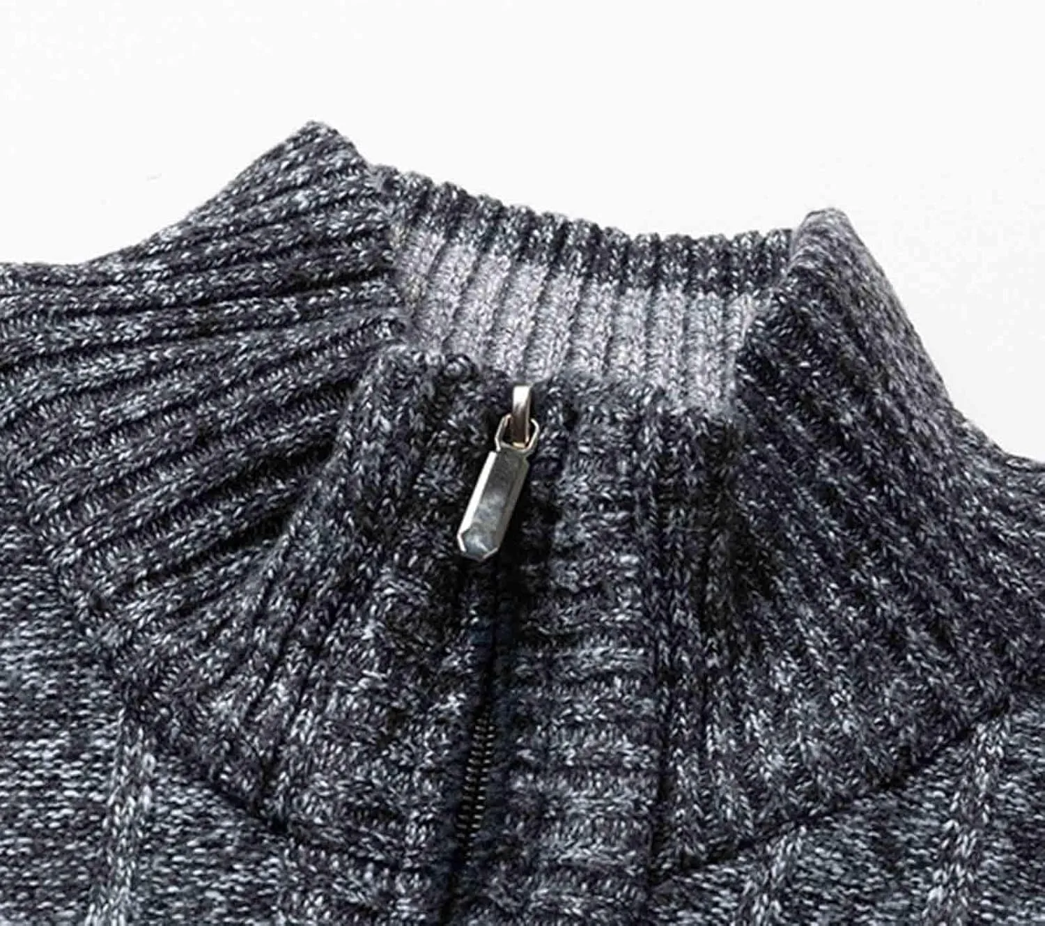 Свитер-полузип для мужчин Slim Fit с длинным рукавом и воротником-стойкой — фото 4