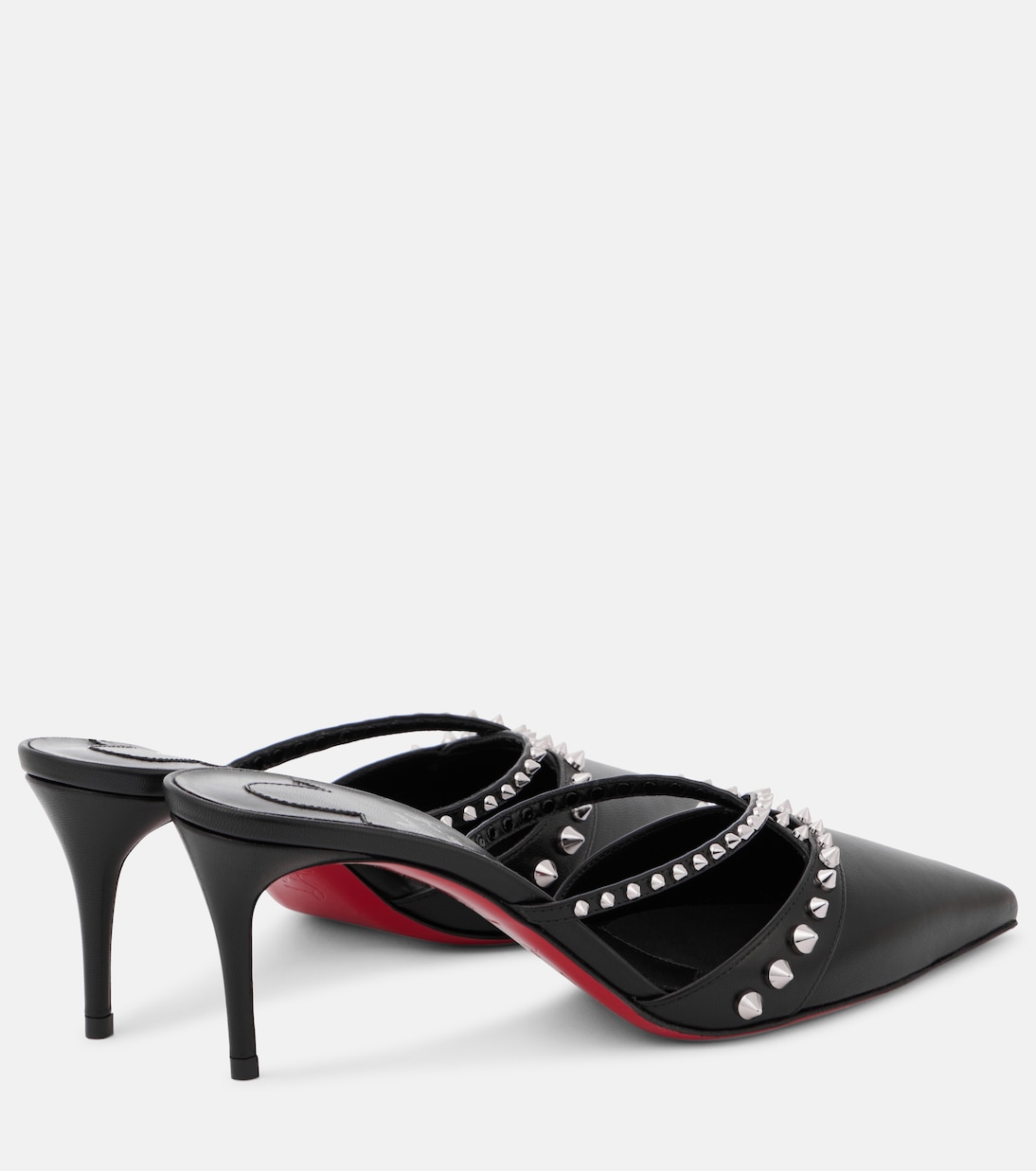 Татуш 70 кожаные мюли с шипами Christian Louboutin, Black/Sv/Lin Black — фото 2