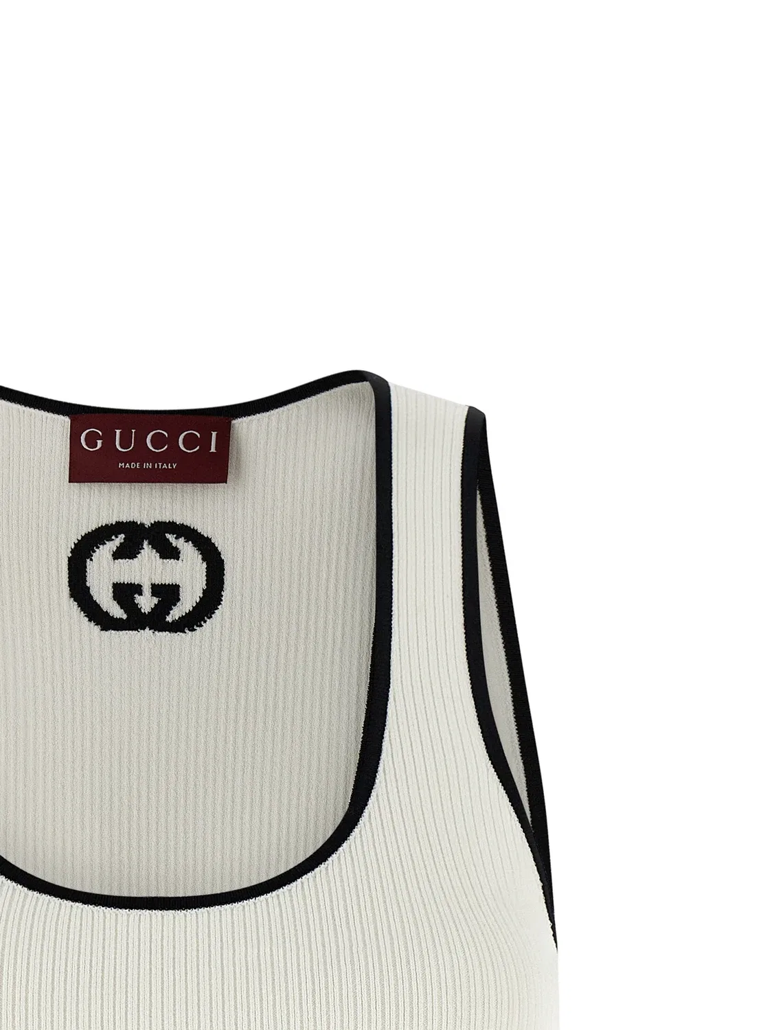 Топ на бретелях GUCCI Incrocio GG, с монограммой GG, черный — фото 3