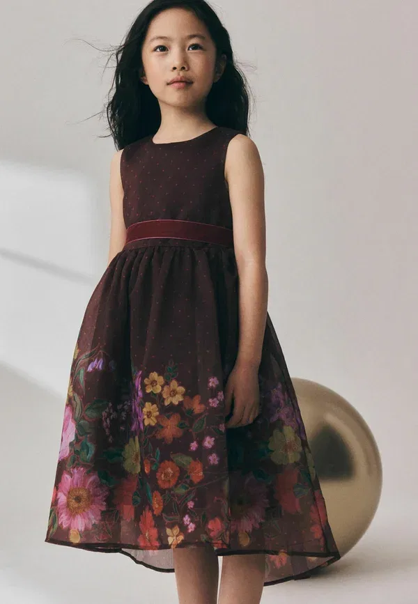 Платье Next, Regular fit floral prom dress, шоколадно-коричневый — фото 3