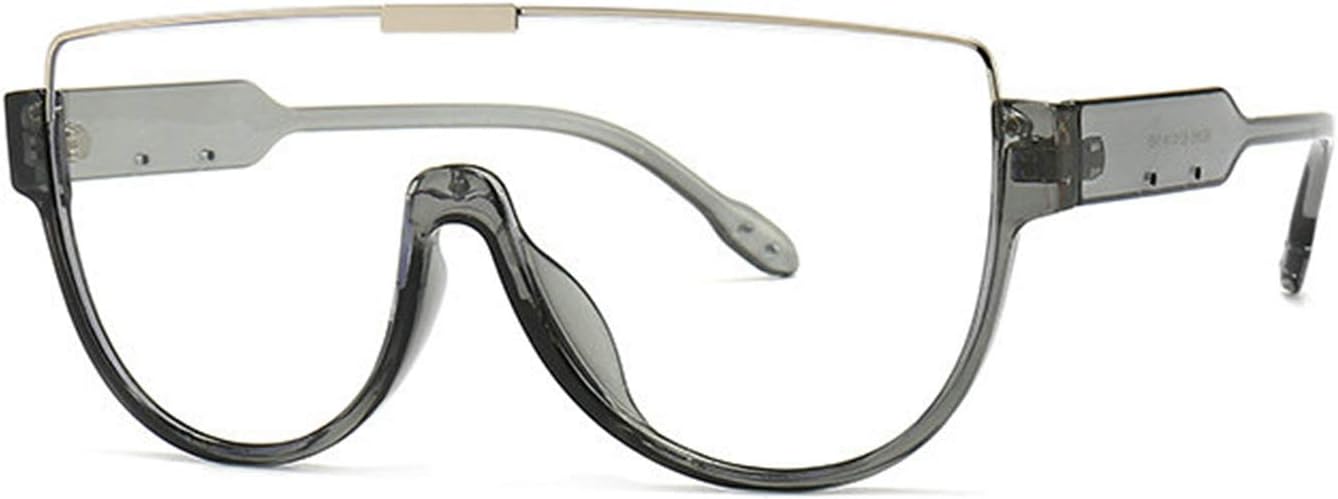 

Солнцезащитные очки COTIA в стиле панк с полуободковой оправой большого размера для мужчин, цельные линзы, стильные металлические вставки, солнцезащитные очки для женщин, Gray Transparent