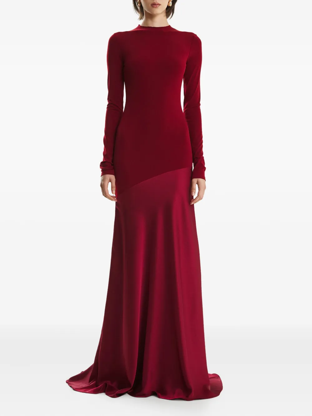 

Макси-платье с расклешенным подолом и длинными рукавами 2310 STUDIO, красный