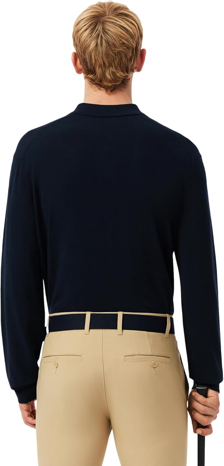 Lacoste мужская спортивная поло с воротником, эластичный гольф-свитер, Navy Blue — фото 4