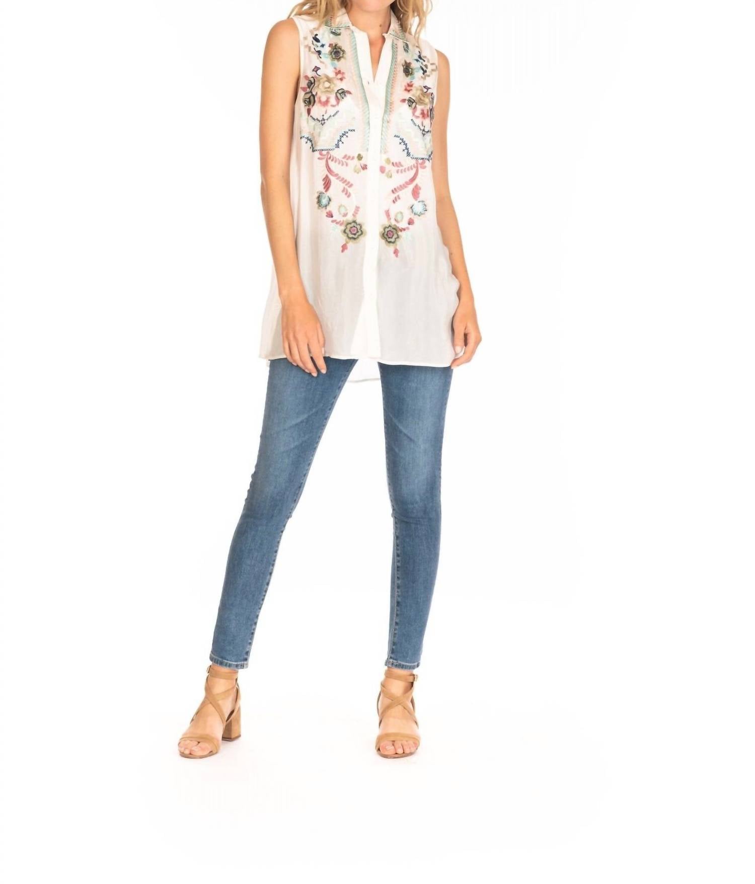 

Топ Oasis Button Front в белом цвете Multi Mahila