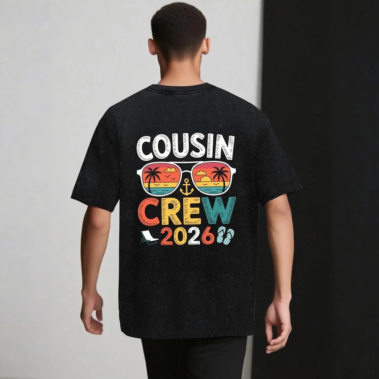 Футболка Cousin Cruise 2026 с винтажным принтом Generic, черный — фото 2