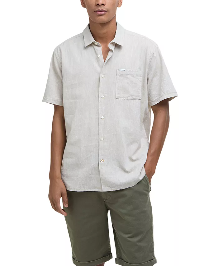 

Мужская летняя рубашка с коротким рукавом Nelson Linen Barbour, коричневый/бежевый